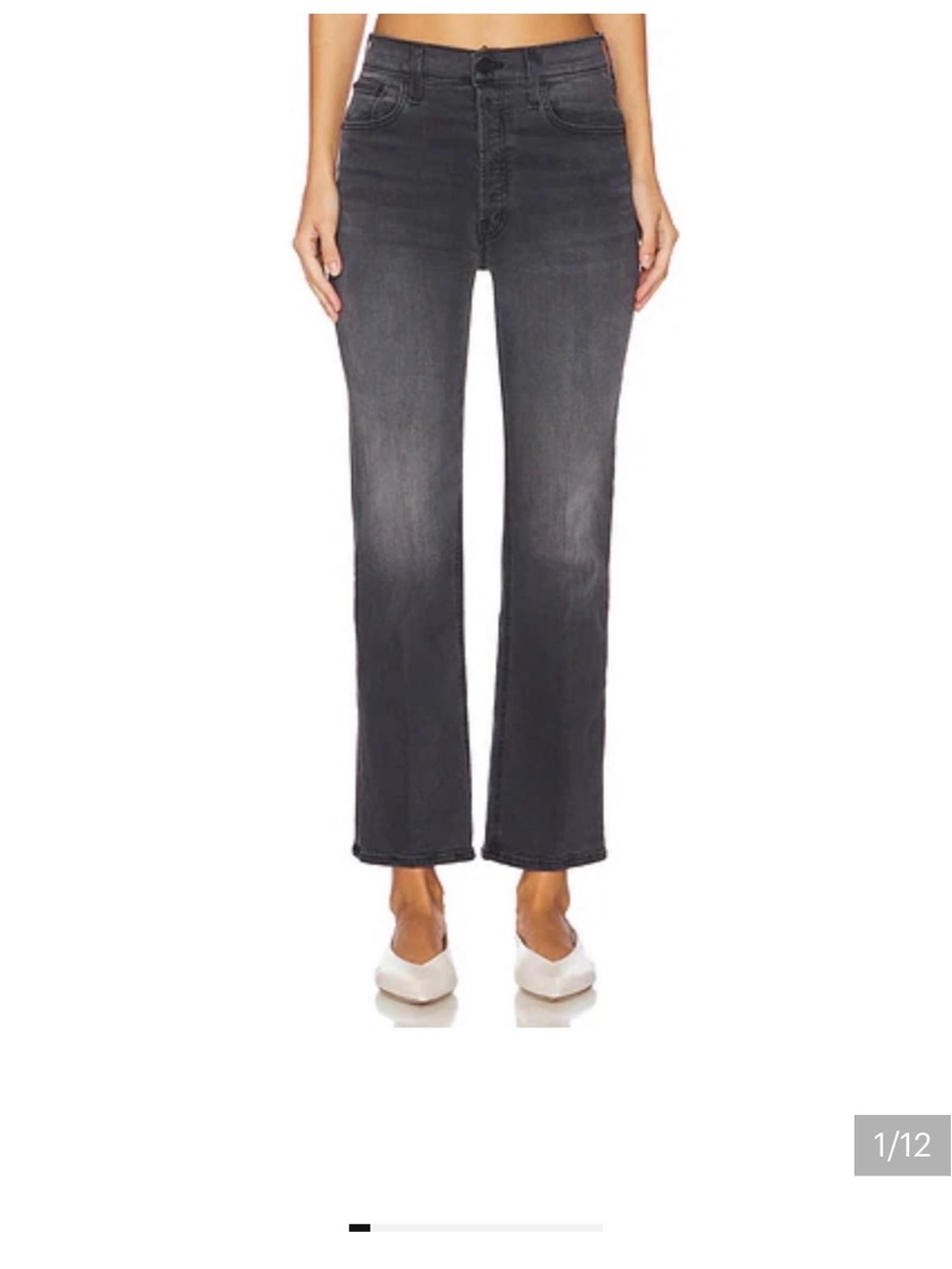 MOTHER Tripper Ankle Washed Black Straight-Leg Jeans with Subtle Fade